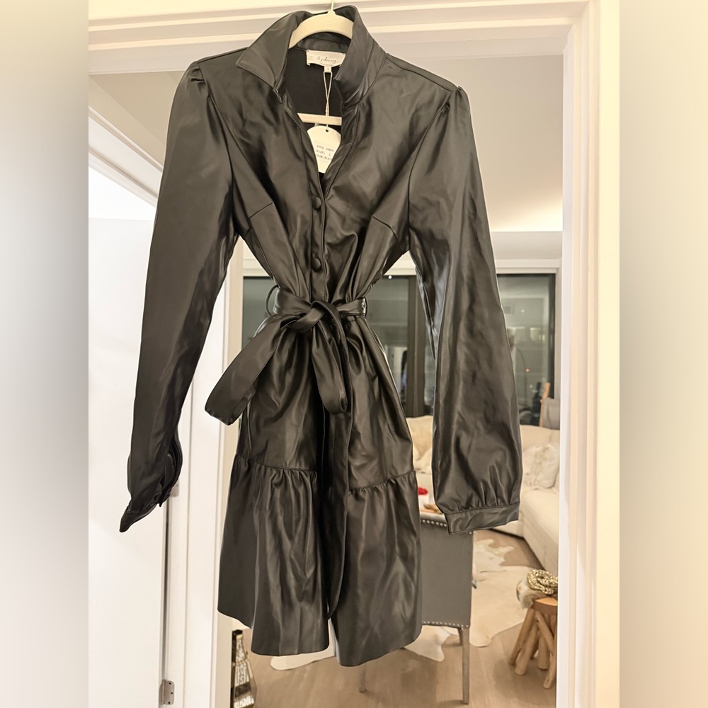 Chic Black Vegan Leather Dress.
